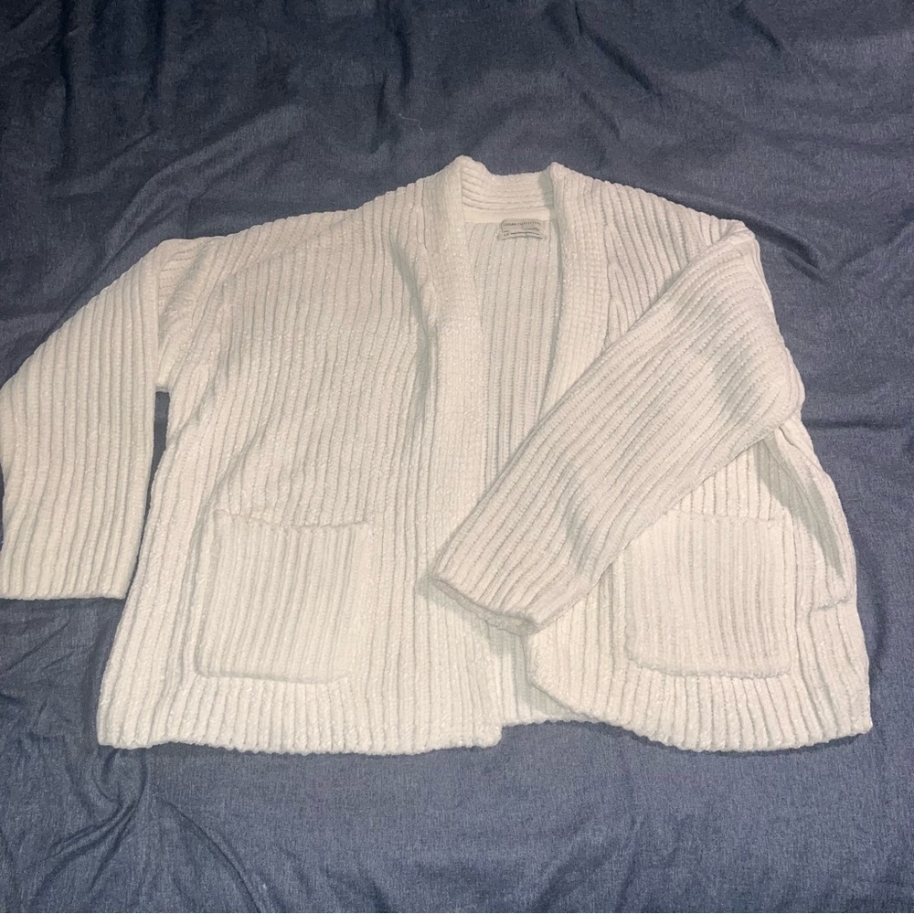 Urban Outfitters White Ribbed Cardigan